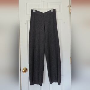Nieman Marcus Wide Leg 100% Cashmere Knit Pants in Charcoal Gray